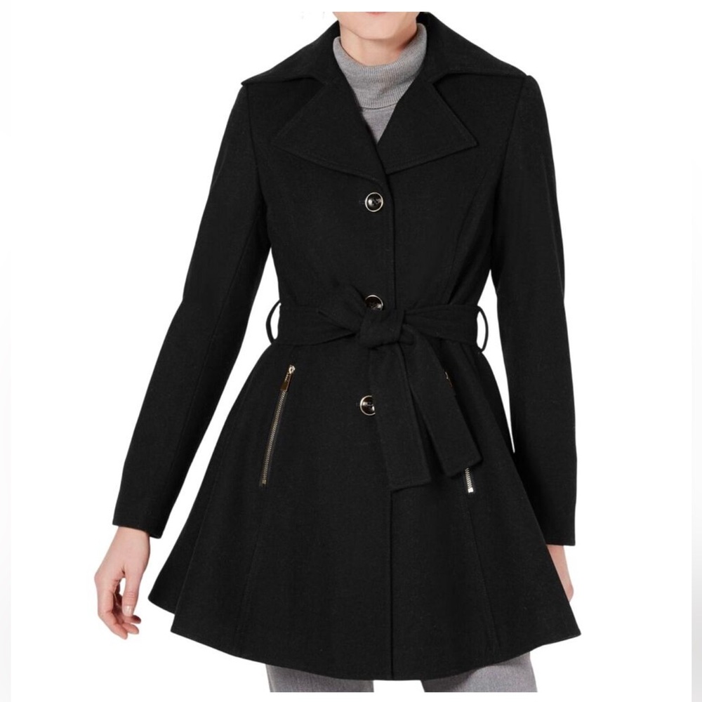 INC International Concepts Women’s Flare Skirted Walker Wool Blend Coat Size XXS